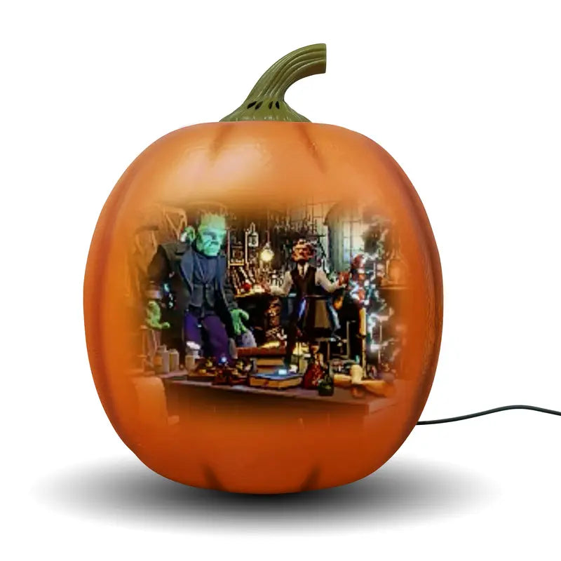 ANIMAT3D Jabberin Jack 12In Motion Sensor Talking Animated Pumpkin - Built-In Video Projector, Speaker, 80-Minute Content, Party Light, Scary Animatronics - (User Assembly Required Watch Video before Buying)
