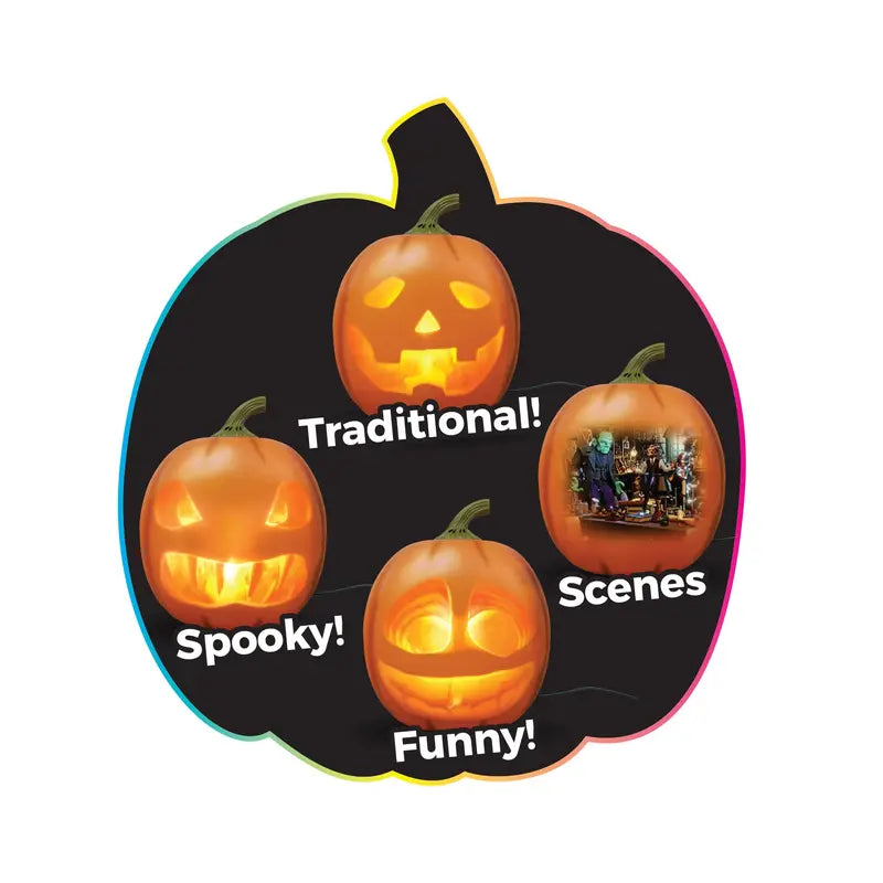 ANIMAT3D Jabberin Jack 12In Motion Sensor Talking Animated Pumpkin - Built-In Video Projector, Speaker, 80-Minute Content, Party Light, Scary Animatronics - (User Assembly Required Watch Video before Buying)