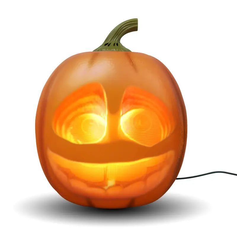 ANIMAT3D Jabberin Jack 12In Motion Sensor Talking Animated Pumpkin - Built-In Video Projector, Speaker, 80-Minute Content, Party Light, Scary Animatronics - (User Assembly Required Watch Video before Buying)