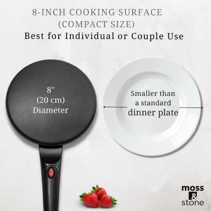 Black Electric Crepe Maker, 8" Portable Nonstick Crepe Pan