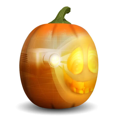 ANIMAT3D Jabberin Jack 12In Motion Sensor Talking Animated Pumpkin - Built-In Video Projector, Speaker, 80-Minute Content, Party Light, Scary Animatronics - (User Assembly Required Watch Video before Buying)