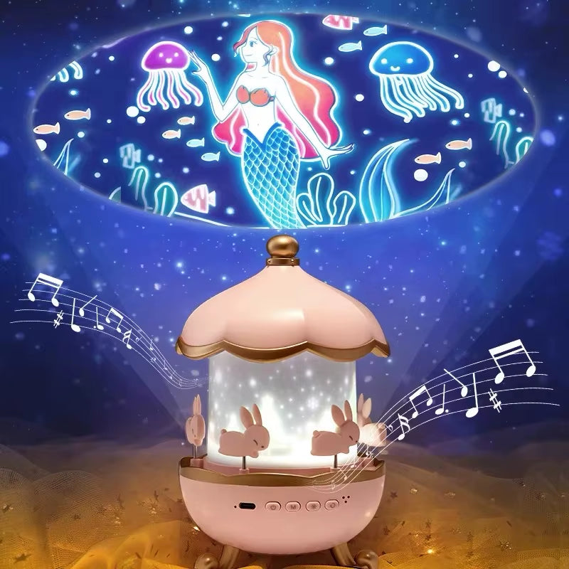 Night Light Projector Kids Nursery Children Room Space Rotation USB Rechargeable Led Night Lamp 12 Films Birthday Christmas Gift
